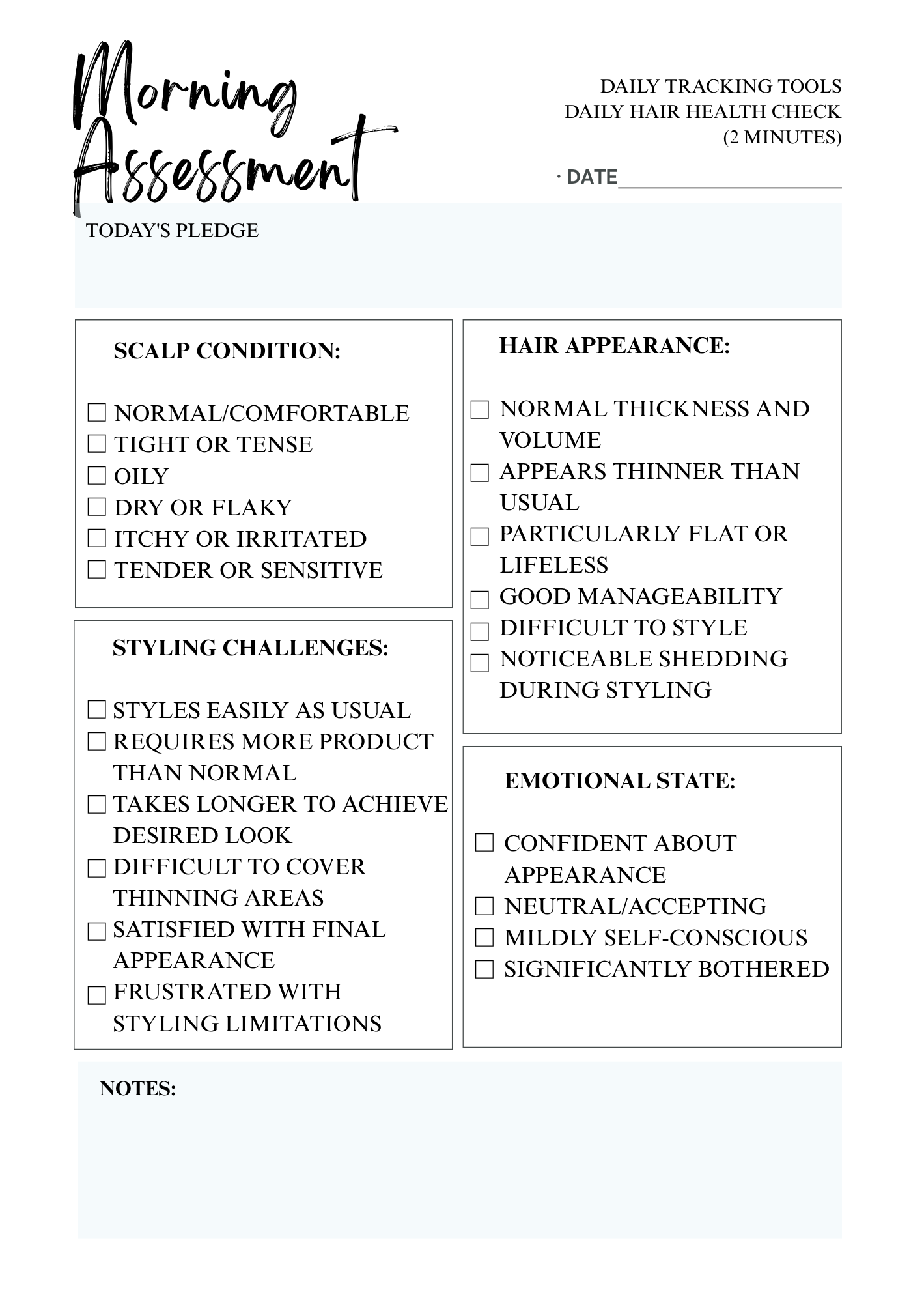 Haircare Checklists & Trackers
