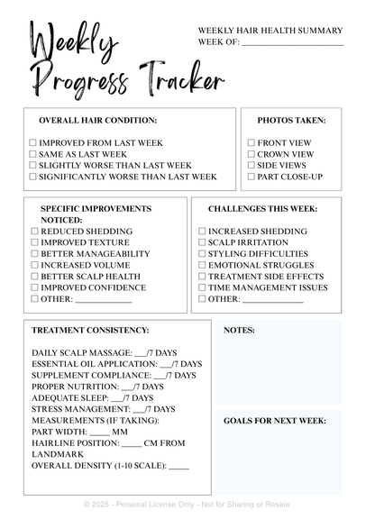 Haircare Checklists & Trackers